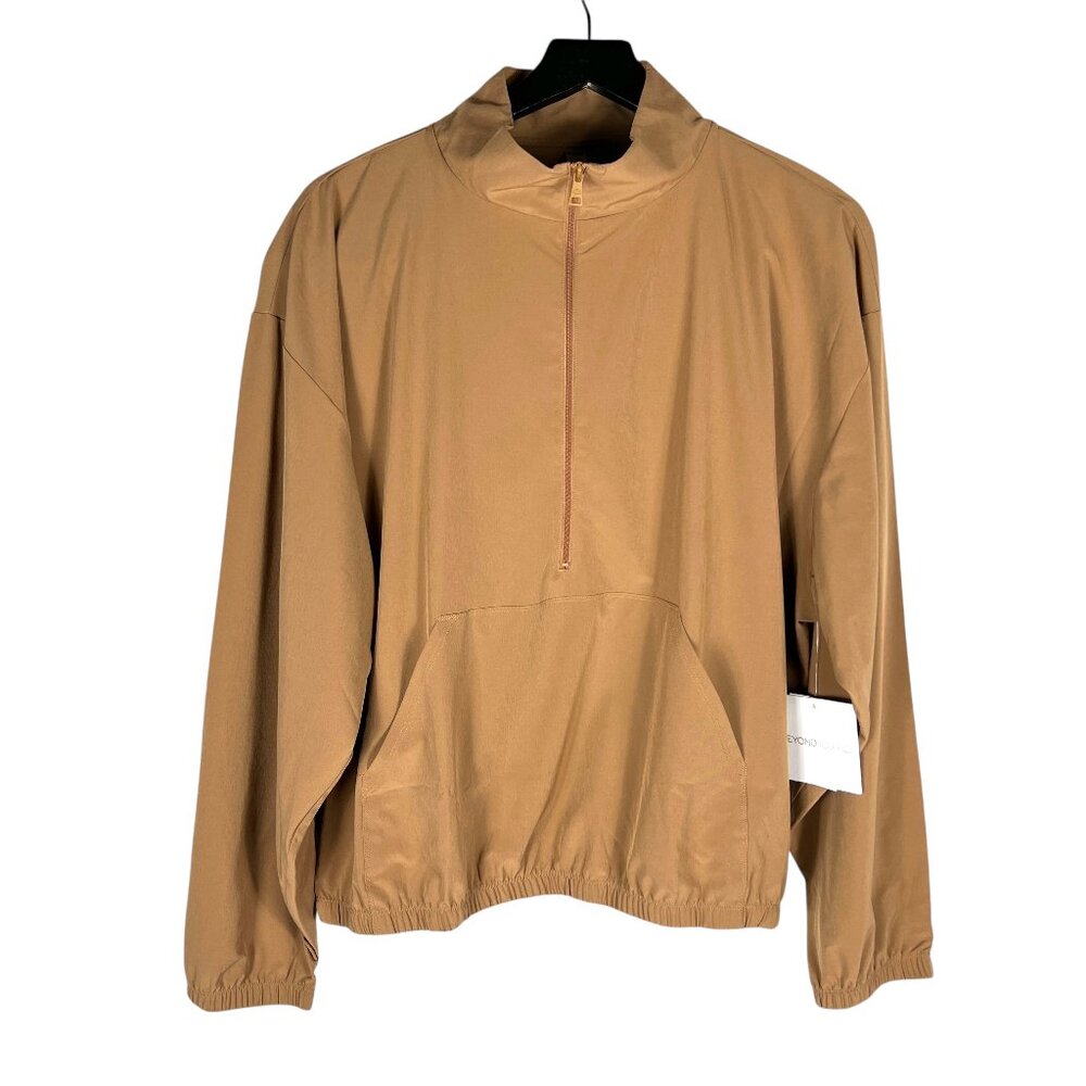 NWT Beyond Yoga Women's In Stride Half Zip Pullover in Toffee Tan Brown Size XL